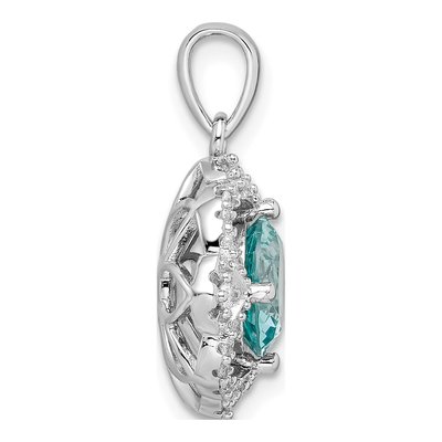 Sterling Silver CZ Aqua Pendant – view 3