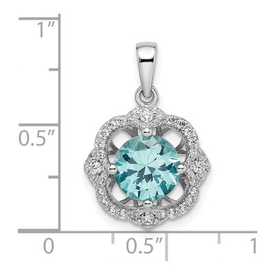Sterling Silver CZ Aqua Pendant – view 4