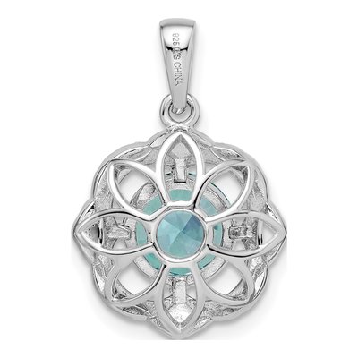 Sterling Silver CZ Aqua Pendant – view 5