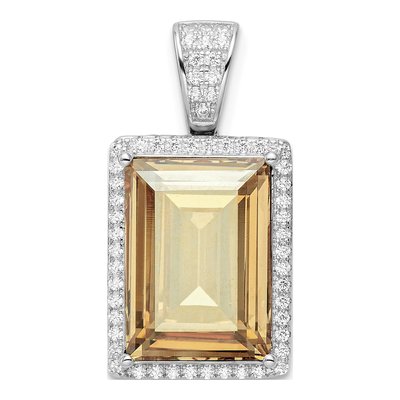 Sterling Silver CZ & Crystal Pendant