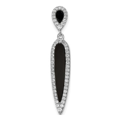 Sterling Silver Agate & CZ Slide Pendant