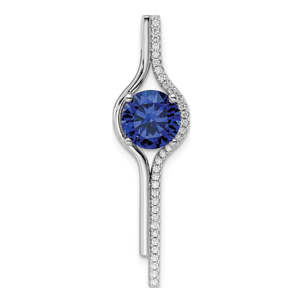 Sterling Silver Blue & White CZ Slide Pendant
