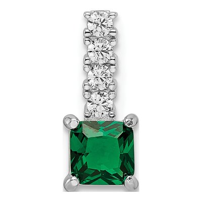 Sterling Silver CZ Square Pendant