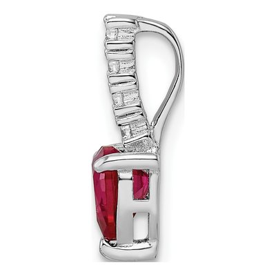 Sterling Silver Lab-Created Ruby & CZ Heart Pendant – view 3