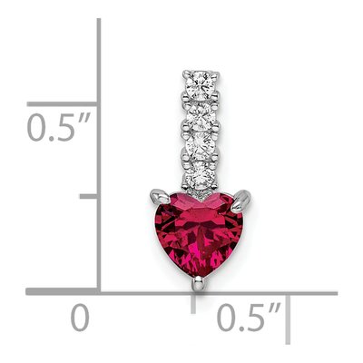 Sterling Silver Lab-Created Ruby & CZ Heart Pendant – view 4
