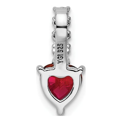 Sterling Silver Lab-Created Ruby & CZ Heart Pendant – view 5