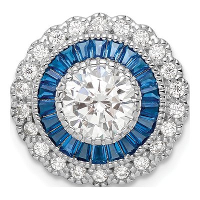 Sterling Silver CZ Round Charm