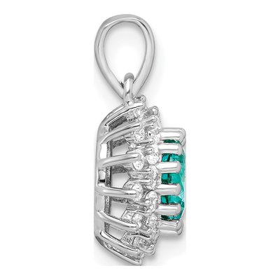 Sterling Silver CZ Teal Pendant – view 3