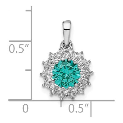 Sterling Silver CZ Teal Pendant – view 4