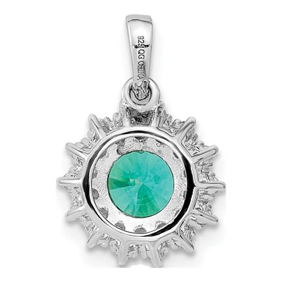 Sterling Silver CZ Teal Pendant – view 5
