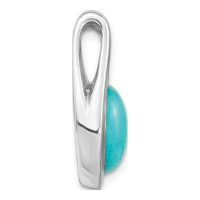 Sterling Silver Turquoise Chinese Oval Pendant – view 3