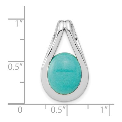 Sterling Silver Turquoise Chinese Oval Pendant – view 4