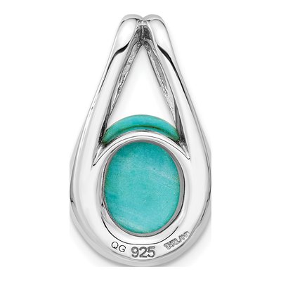Sterling Silver Turquoise Chinese Oval Pendant – view 5