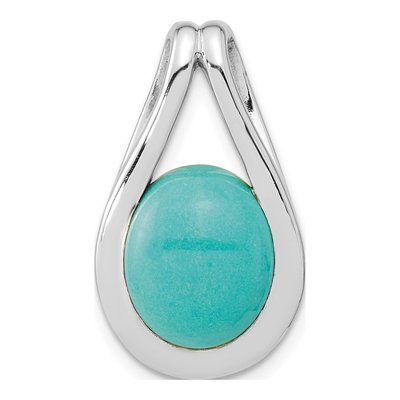 Sterling Silver Turquoise Chinese Oval Pendant
