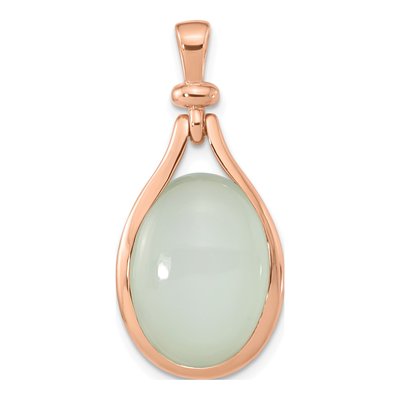 Rose Gold-Plated Sterling Silver Green Chalcedony Pendant