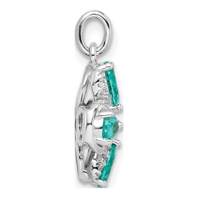 Sterling Silver CZ Teal Fancy Pendant – view 3