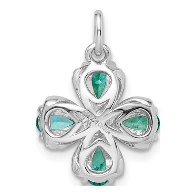 Sterling Silver CZ Teal Fancy Pendant – view 5
