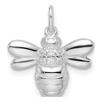 Sterling Silver CZ Bumble Bee Pendant