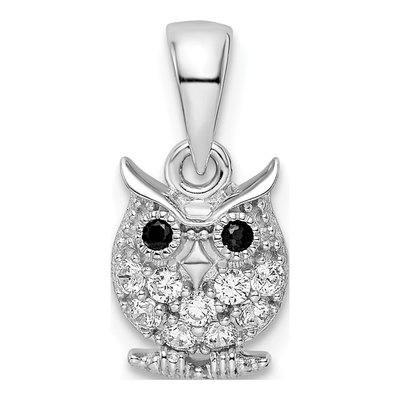 Sterling Silver CZ Owl Pendant