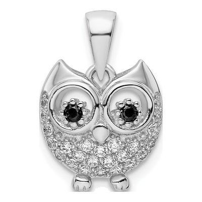 Sterling Silver CZ Owl Pendant