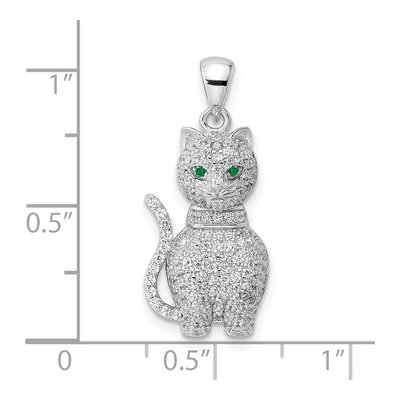 Sterling Silver CZ Cat Pendant – view 4