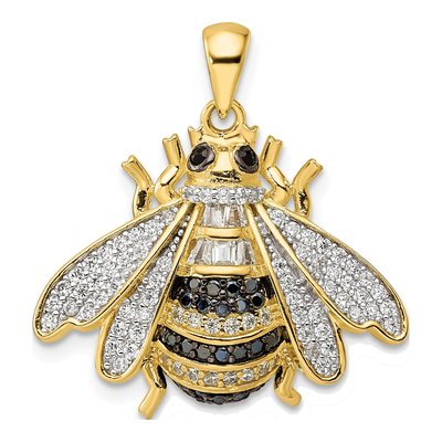 Gold-Plated Sterling Silver CZ Bumblebee Pendant