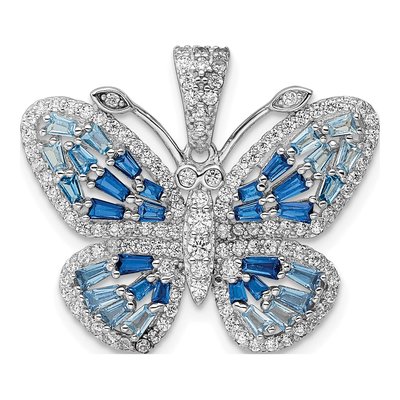 Sterling Silver CZ Butterfly Pendant
