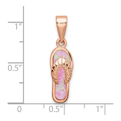 Rose Gold-Plated Sterling Silver Lab-Created Opal Flip Flop Pendant – view 4