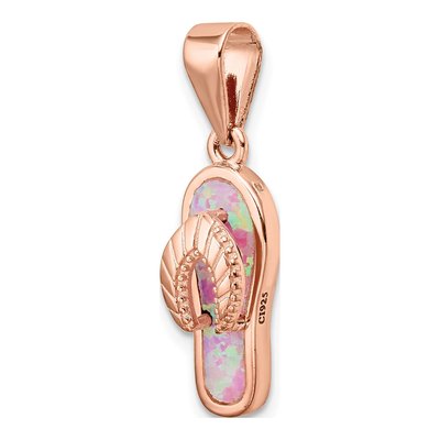 Rose Gold-Plated Sterling Silver Lab-Created Opal Flip Flop Pendant – view 6