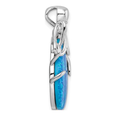 Sterling Silver Lab-Created Opal Octopus Slide Pendant – view 3