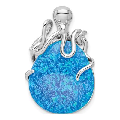 Sterling Silver Lab-Created Opal Octopus Slide Pendant