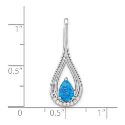 Sterling Silver Lab-Created Opal & CZ Pendant – view 4