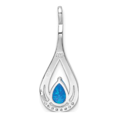 Sterling Silver Lab-Created Opal & CZ Pendant – view 5