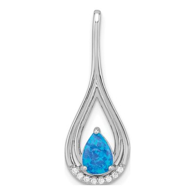 Sterling Silver Lab-Created Opal & CZ Pendant