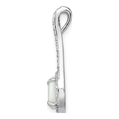 Sterling Silver Lab-Created Opal & CZ Halo Pendant – view 3