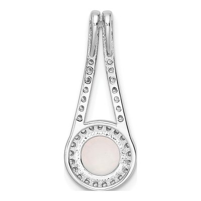 Sterling Silver Lab-Created Opal & CZ Halo Pendant – view 5