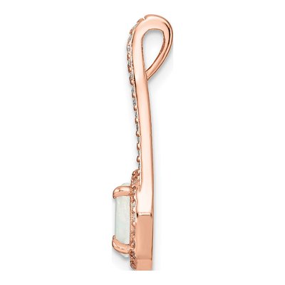 Rose Gold-Plated Sterling Silver Lab-Created Opal & CZ Halo Pendant – view 3