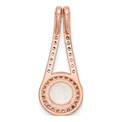 Rose Gold-Plated Sterling Silver Lab-Created Opal & CZ Halo Pendant – view 5