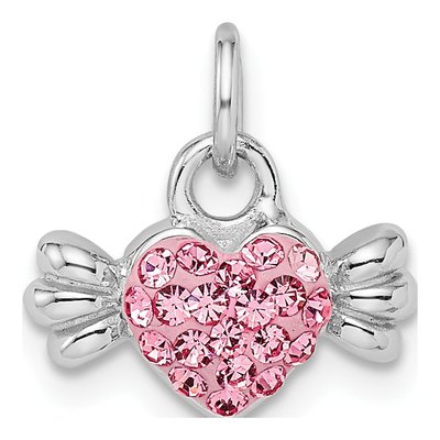 Sterling Silver Crystal Girls' Heart Candy Pendant
