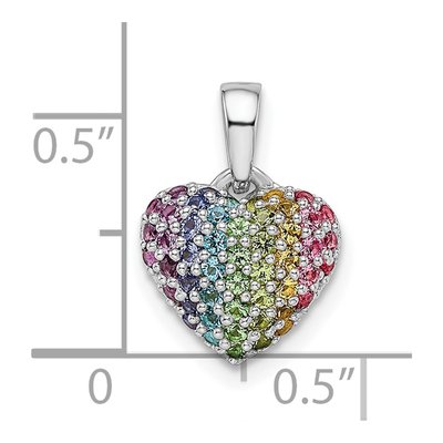 Sterling Silver Crystal Girls' Rainbow Heart Pendant – view 4