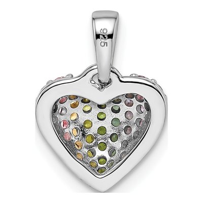 Sterling Silver Crystal Girls' Rainbow Heart Pendant – view 5