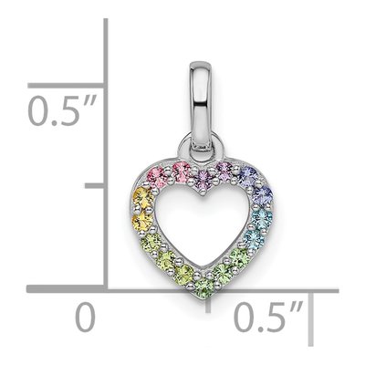 Sterling Silver Crystal Girls' Rainbow Heart Pendant – view 4