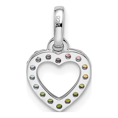 Sterling Silver Crystal Girls' Rainbow Heart Pendant – view 5