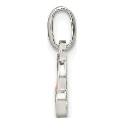 Sterling Silver Girls' Pink Enamel Double Heart Pendant – view 3