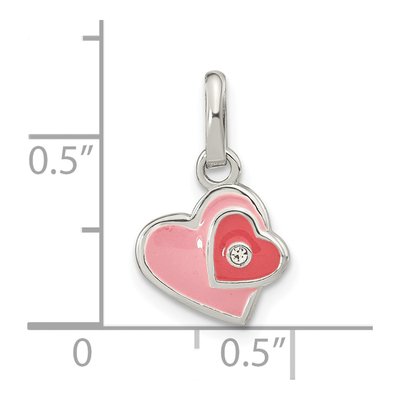 Sterling Silver CZ Girls' Enamel Heart Pendant – view 4