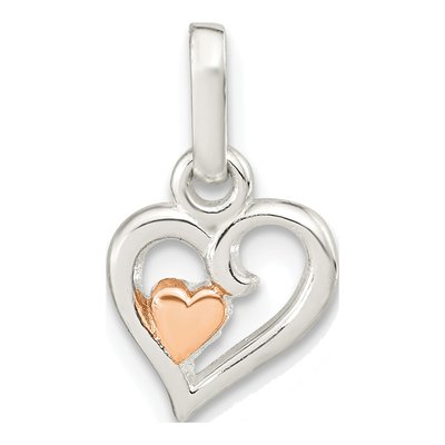 Sterling Silver Girls' Open Hearts Pendant