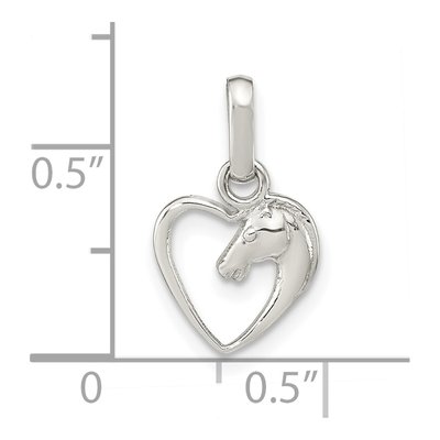 Sterling Silver Girls' Open Heart Horse Head Pendant – view 4