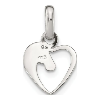 Sterling Silver Girls' Open Heart Horse Head Pendant – view 5