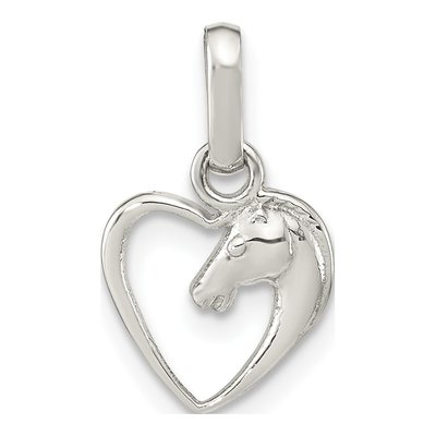 Sterling Silver Girls' Open Heart Horse Head Pendant
