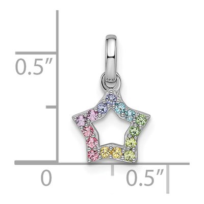 Sterling Silver Crystal Girls' Rainbow Star Pendant – view 4